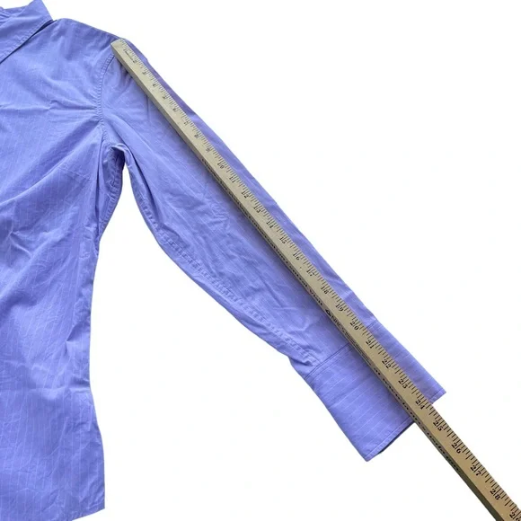 Banana Republic Womens Size 12 Riley Lilac Purple Striped Cotton Blend Button Up - Picture 8 of 12